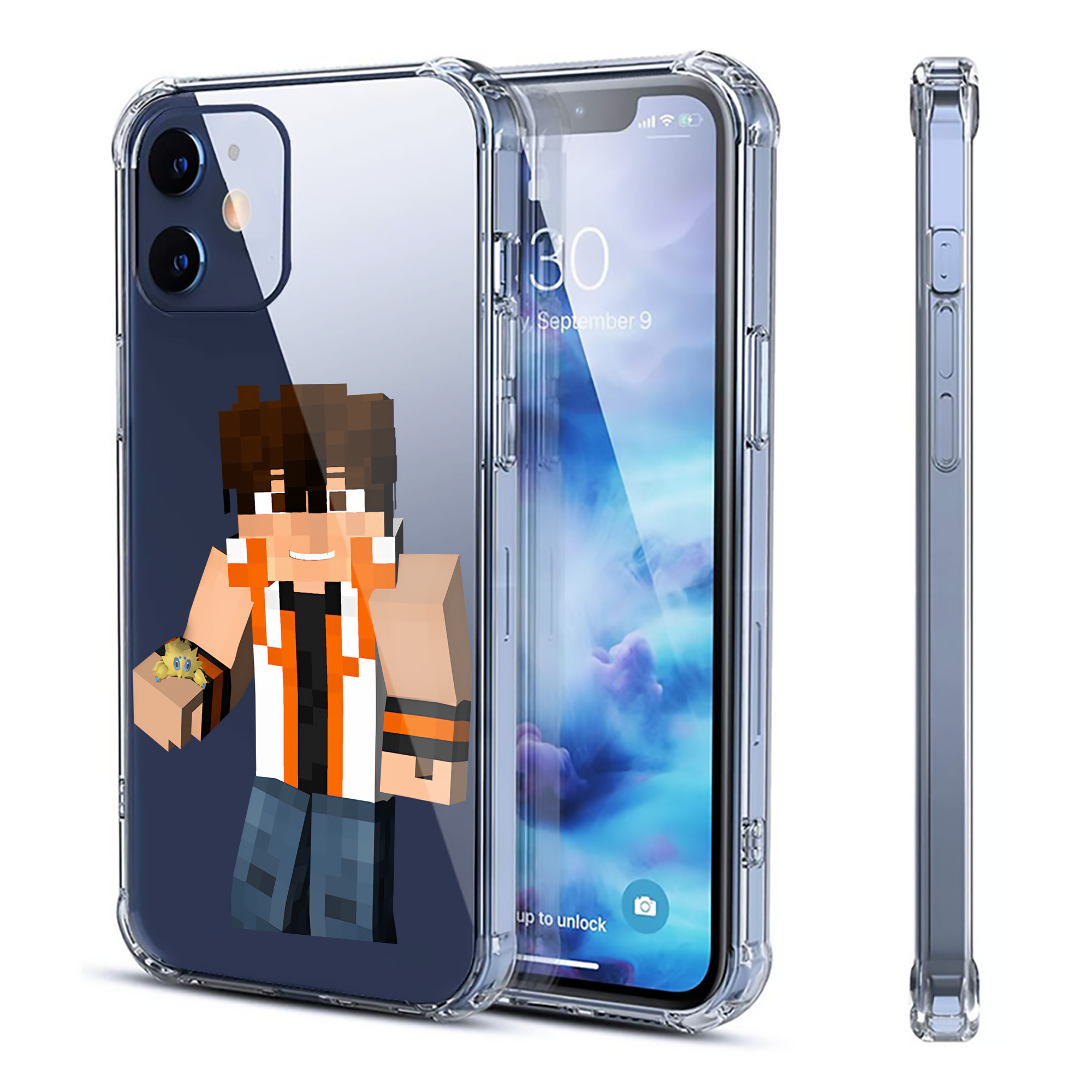 （画像用） マインクラフト ブロックの世界 Minecraft MC Block world 【iPhone 12シリーズ対応】透明スマホケース（クリアソフトケース）